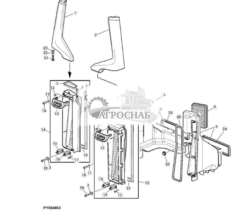 ДЕТАЛИ СИСТЕМЫ ЦИРКУЛЯЦИИ ВОЗДУХА, ЗАДНИЕ 